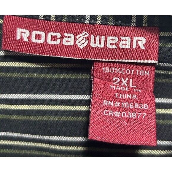 Rocawear Men's Cotton Long Sleeve Button Down‎ Black Striped Size 2XL - Picture 3 of 4